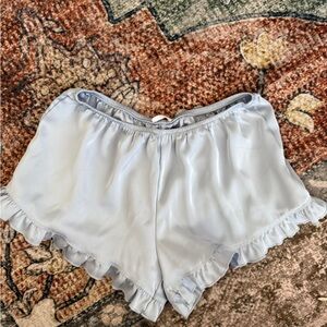 Light Blue Ruffle Trim Satin Shorts size small